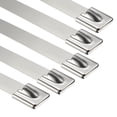 thumbnail image 1 of 0.47" x 15.7" Stainless Steel Exhaust Wrap Multi-Purpose Locking Cable Metal Zip Ties 20 pcs, 1 of 5