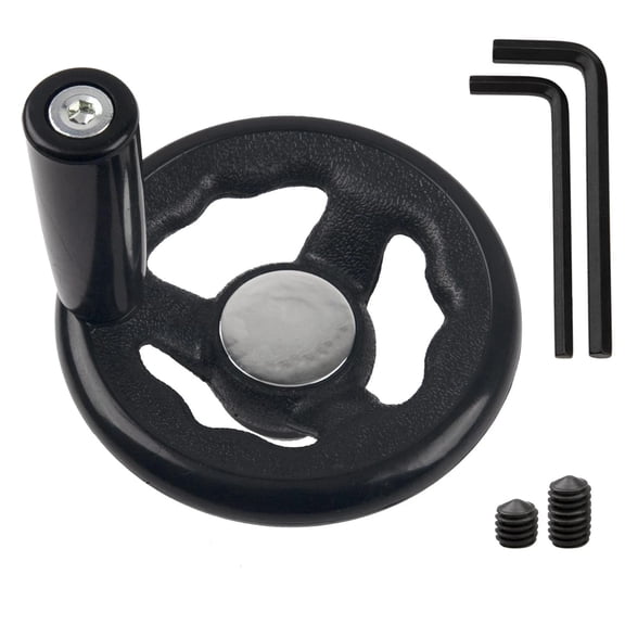 0.47x4inch Diameter Round Hand Wheel W Revolving Knob Handle for Mill Drillpress