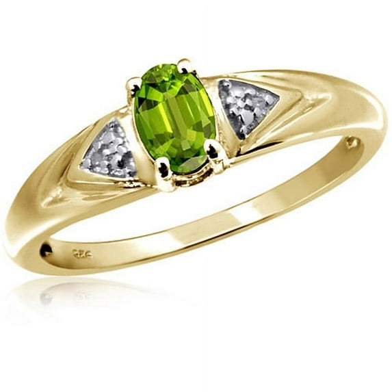 0.48 Carat T.G.W. Peridot Gemstone and White Diamond Accent Ring