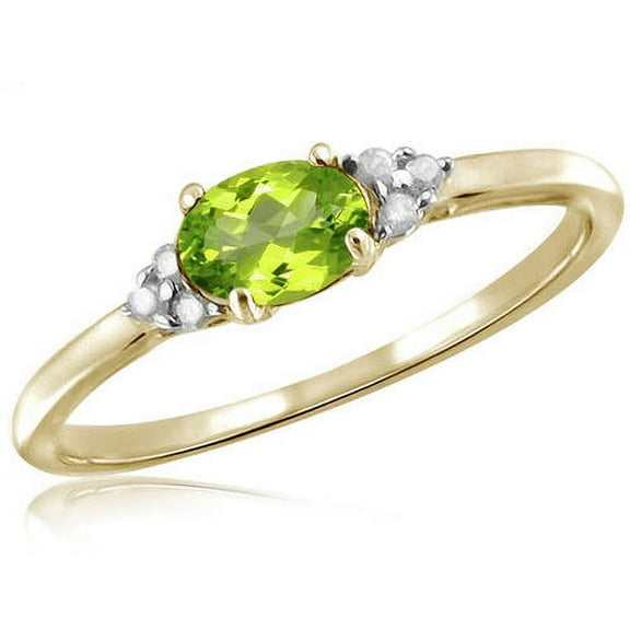 0.48 Carat T.G.W. Peridot Gemstone and White Diamond Accent Ring