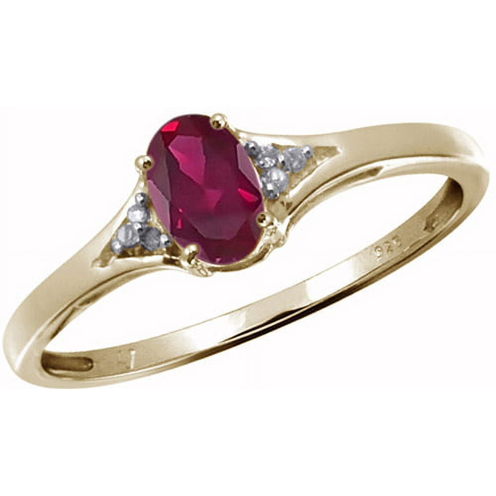 0.48 Carat T.G.W. Ruby Gemstone and Accent White Diamond Women's Ring