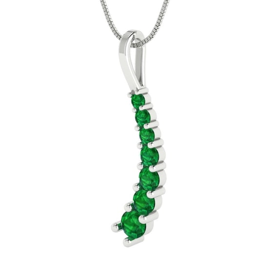 0.48 ct Brilliant Round Cut Emerald 18K White Solid Gold Everyday Affordable Designer Necklace Pendant with 16" Chain