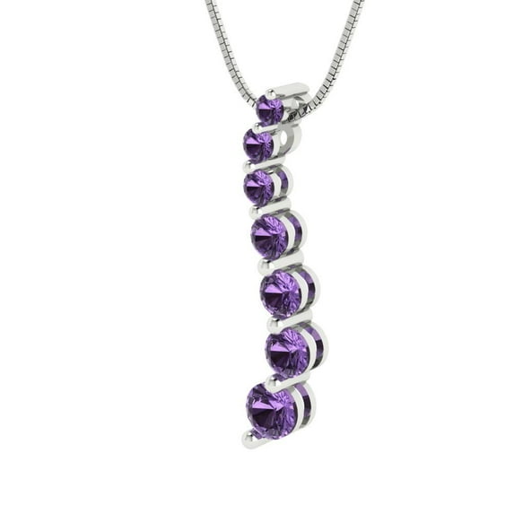 0.48 ct Brilliant Round Cut Alexandrite 14k White Solid Gold Everyday Affordable Designer Necklace Pendant with 16" Chain