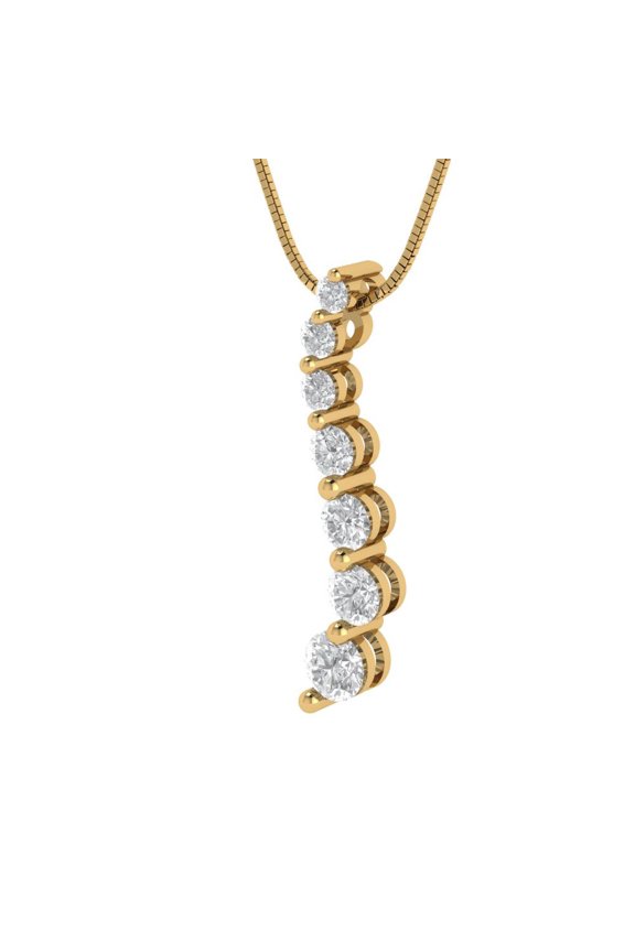 0.48 ct Brilliant Round Cut Zircon 14k Yellow Solid Gold Everyday Affordable Designer Necklace Pendant with 16" Chain
