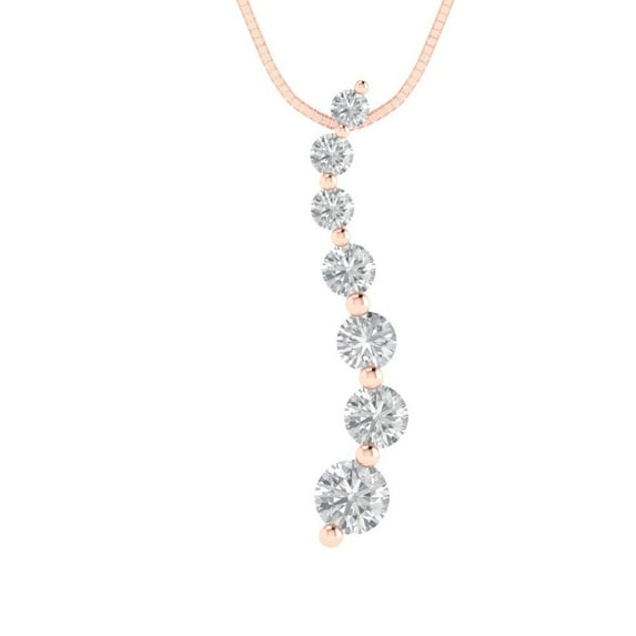 0.48 ct Brilliant Round Cut Synthetic Blue Moissanite 14k Rose Gold Pendant with 16" Chain