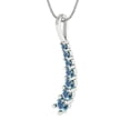 thumbnail image 1 of 0.48 ct Brilliant Round Cut Synthetic Blue Moissanite 18K White Solid Gold Everyday Affordable Designer Necklace Pendant with 16" Chain, 1 of 6
