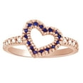 thumbnail image 1 of AFFY (0.48 cttw) Simulated Blue Sapphire & White Natural Diamond Heart Promise Ring In 14k Rose Gold, 1 of 2