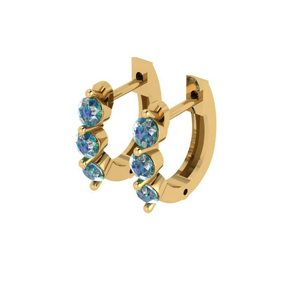 0.48Ct Brilliant Round Cut Hoop Synthetic Moissanite 18K Yellow Solid Solid Gold Everyday Dainty Earrings Lever Back