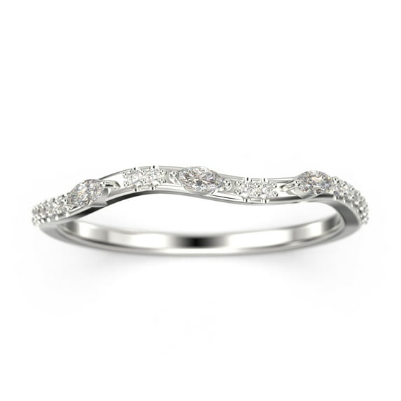 0.48Ct Marquise And Round Diamond Moissanite 10K White Gold Wedding Band