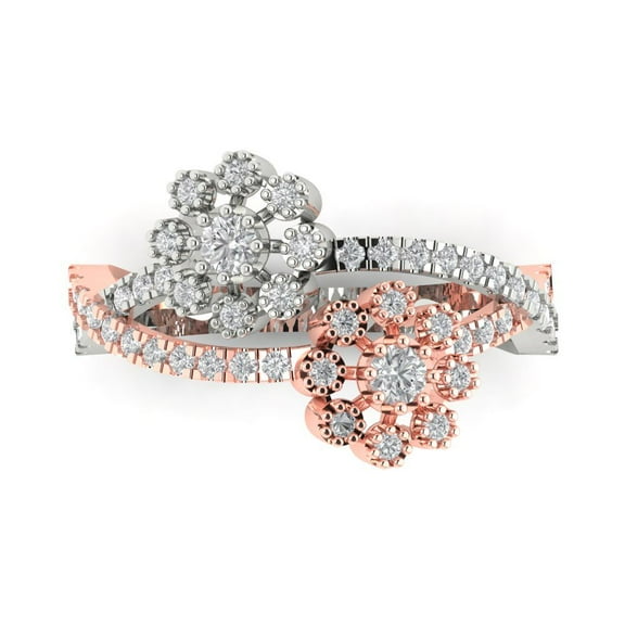 Halo Engagement Ring for Women - 0.48ct Moissanite in 14K White/Rose Gold Promise Ring