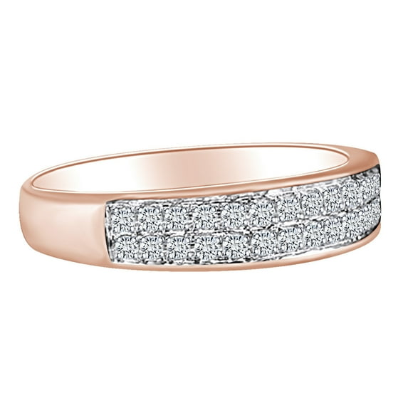 AFFY 0.49 Carat Round Shape White Natural Diamond Men's Half Eternity Band Ring 14K Solid Gold
