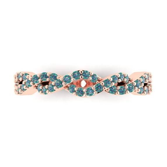 0.495 ctw Wedding Band for Women - 14K Rose Gold Blue Moissanite Stackable Eternity Ring