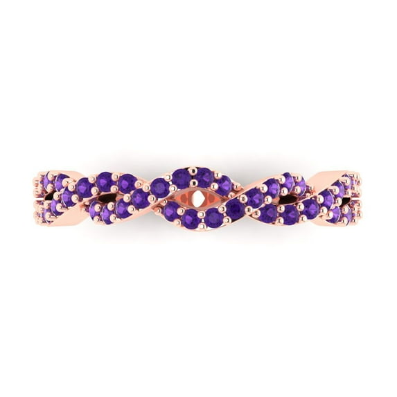 0.495 ctw Wedding Band for Women - 14K Rose Gold Natural Amethyst Stackable Eternity Ring