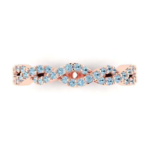 0.495 ctw Wedding Band for Women - 14K Rose Gold Simulated Blue Diamond Stackable Eternity Ring