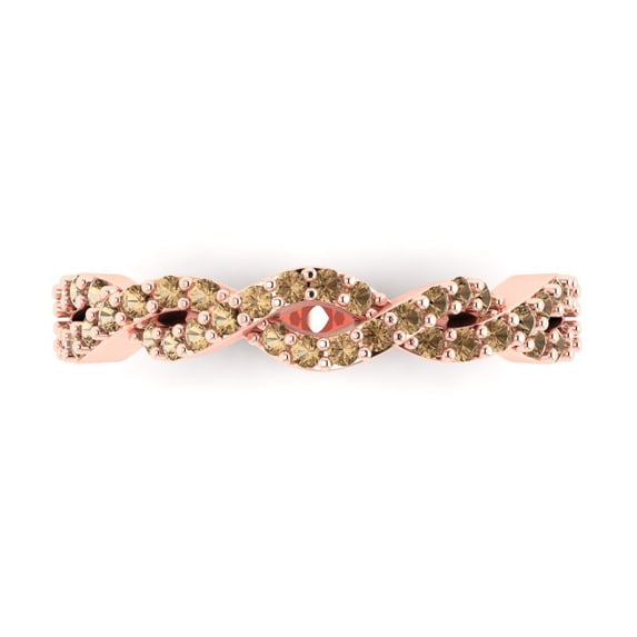 0.495 ctw Wedding Band for Women - 14K Rose Gold Simulated Champagne Diamond Stackable Eternity Ring