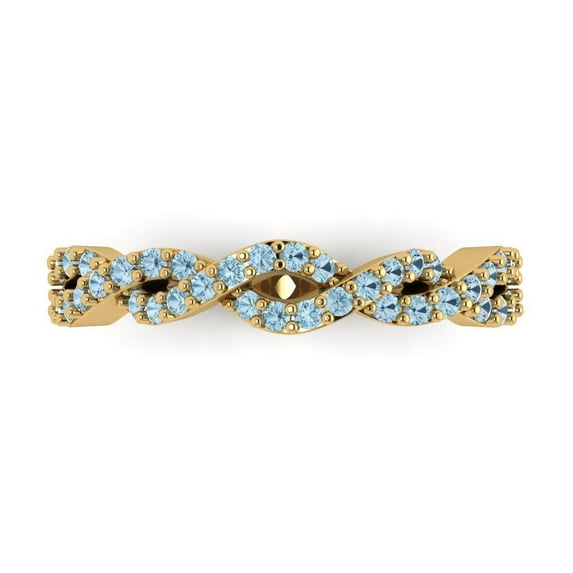 0.495 ctw Wedding Band for Women - 14K yellow Gold Simulated Blue Diamond Stackable Eternity Ring