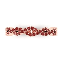0.495 ctw Wedding Band for Women - 18K Rose Gold Natural Garnet Stackable Eternity Ring