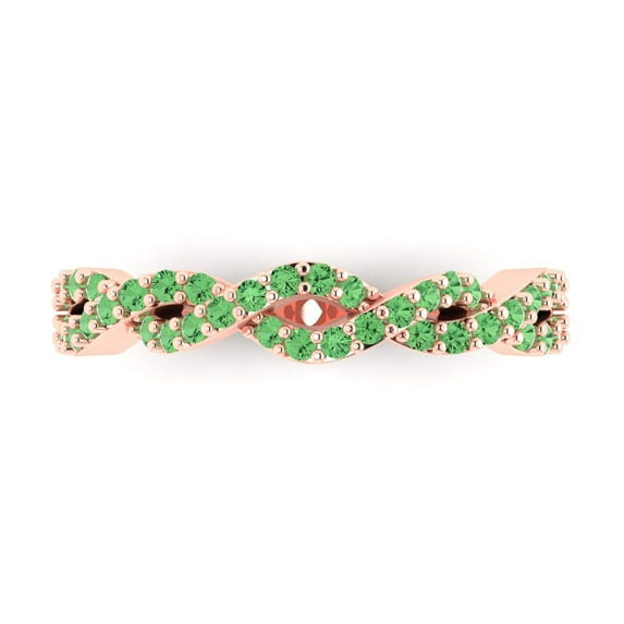 0.495 ctw Wedding Band for Women - 18K Rose Gold Simulated Green Diamond Stackable Eternity Ring