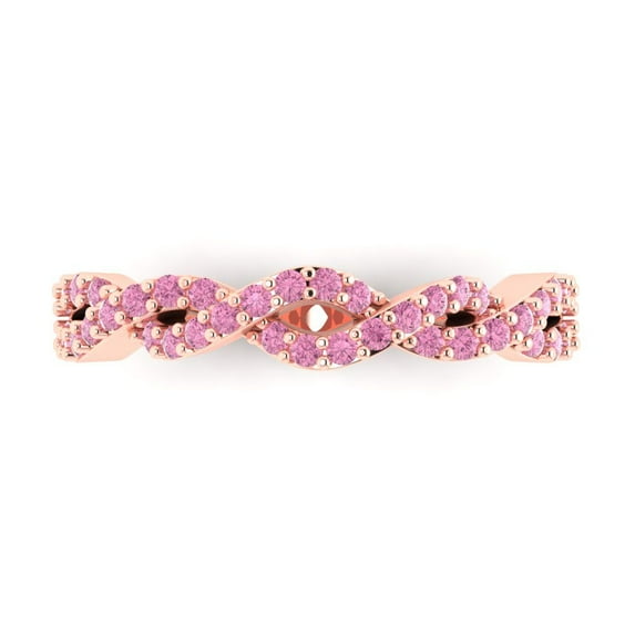 0.495 ctw Wedding Band for Women - 18K Rose Gold Simulated Pink Diamond Stackable Eternity Ring