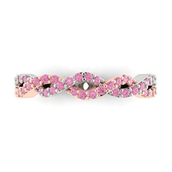 0.495 ctw Wedding Band for Women - 18K Rose/White Gold Simulated Pink Diamond Stackable Eternity Ring