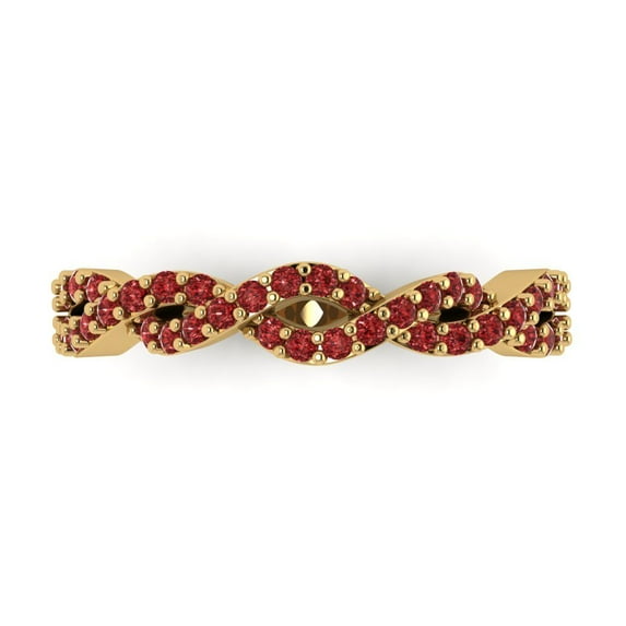 0.495 ctw Wedding Band for Women - 18K yellow Gold Natural Garnet Stackable Eternity Ring