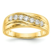 GOLDIA 0.49ct. CZ Solid Real 14K Yellow Gold Men's Wedding Band Ring