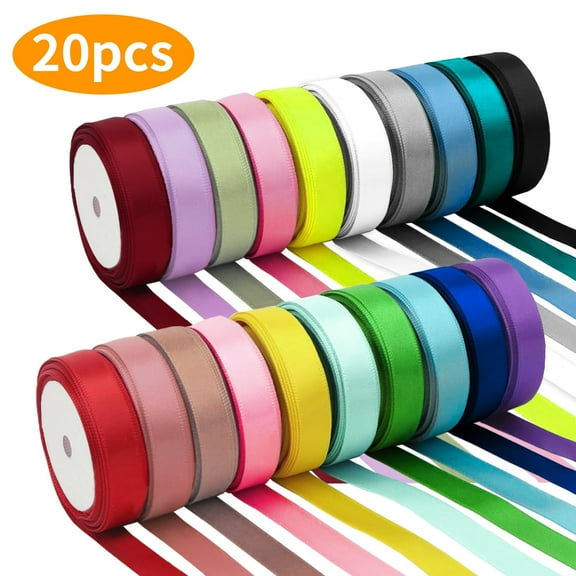 WLGJL 20 Colors 480 Yard Total, 0.4Inch x 24yds  Each Rainbow Ribbon for Gift Wrapping, Crafts, Hair Bows Making, Party Decoration, Sewing, Floral Bouquets, Christmas