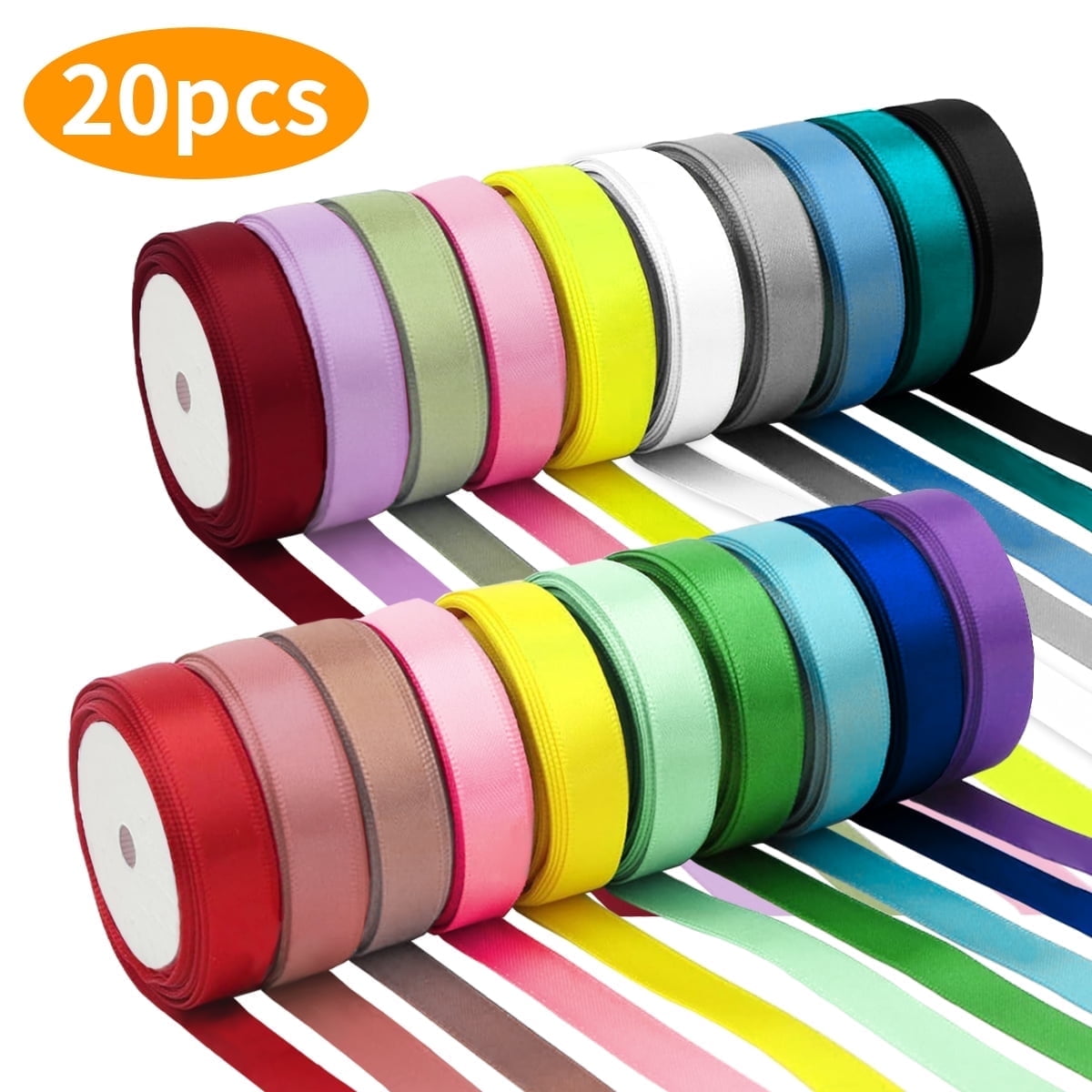 WLGJL 20 Colors 480 Yard Total, 0.4Inch x 24yds Each Rainbow Ribbon for Gift Wrapping, Crafts, Hair Bows Making, Party Decoration, Sewing, Floral Bouquets, Christmas