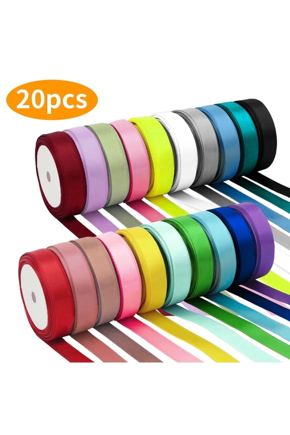 20 Colors 480 Yard Total, 0.4Inch x 24yds Each Rainbow Ribbon for Gift Wrapping, Crafts, Hair Bows Making, Party Decoration, Sewing, Floral Bouquets, Christmas