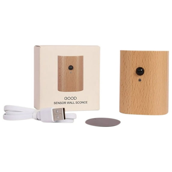 0.4W LED Wall Lamp USB Rechargeable Motion Sensor Magnetic Wood Grain Night Lights Wall Light Fixtures for Bedroom Kitchen Corridor Stairs Lighting