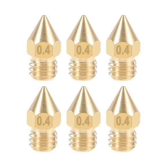 0.4mm 3D Printer Nozzle Head M6 Thread for MK8 1.75mm Extruder Print, Brass 6pcs