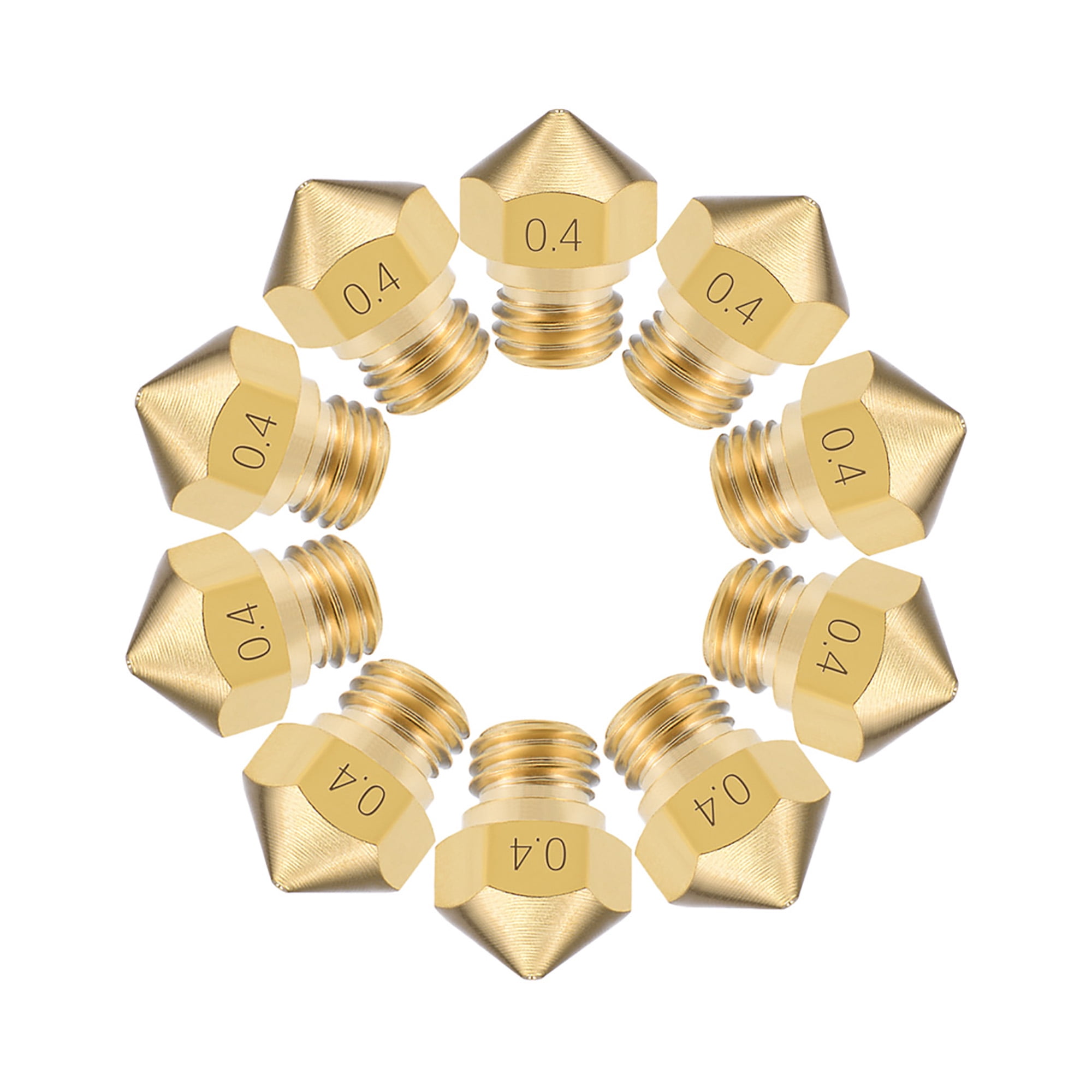 UNIQUE BARGAINS 0.4mm 3D Printer Nozzle Head M7 Thread Replacement for MK10 1.75mm Extruder Print Brass 10pcs