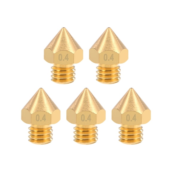 0.4mm 3D Printer Nozzles Head M6 Thread for MK8 1.75mm Extruder Print, Brass 5pcs