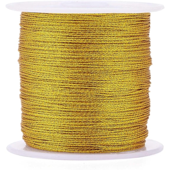 0.4mm Polyester Metallic Thread Gold 6-Ply 54.68 Yards for Bracelets Making and Embroidery Gold