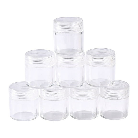 0.4oz/11ml 12pcs Column Clear Empty Plastic Cosmetic Samples Container Pot Jars with Screw Lids for DIY Beads and Other Small Items (5oz Totally)
