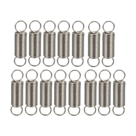 0.4x4x15mm Stainless Steel Small Dual Hook Tension Spring, 15pcs