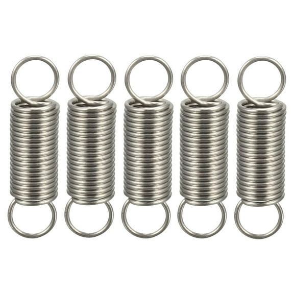 0.4x4x15mm Stainless Steel Small Dual Hook Tension Spring, 5pcs