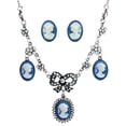 thumbnail image 1 of 0.5-0.75 x 2 x 18 in. Vintage Cameo Set with Ribbon, Aqua, 1 of 1