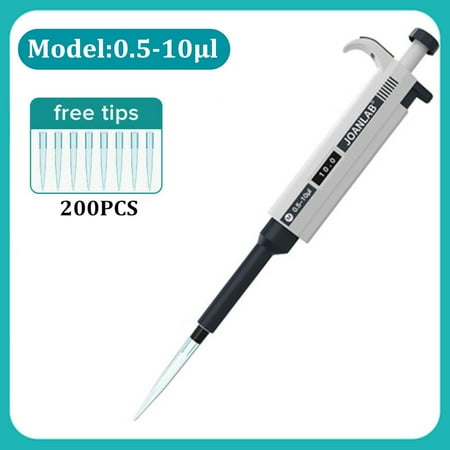0.5-10µl Pipettor Single Channel Adjustable Microliter Pipette Lab Transfer Pipette with 200PCS Free Tips