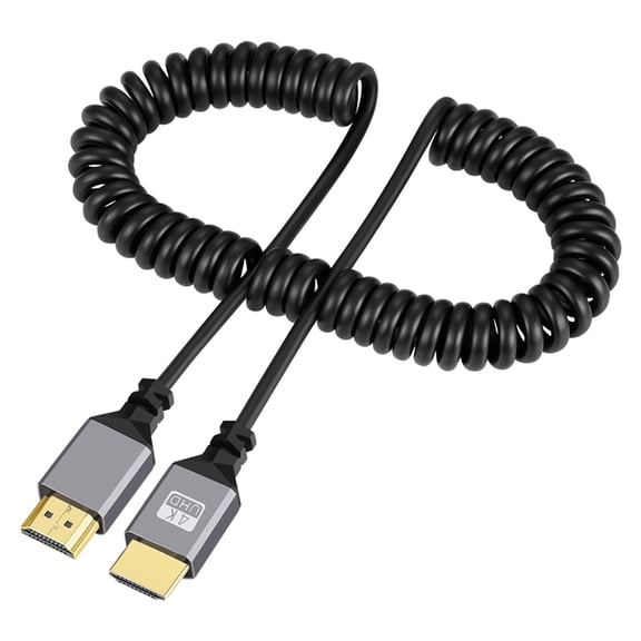 0.5-2.4M Coiled Cable,Male to Male Spring Cable Support 3D 1080P for Camera, Monitor