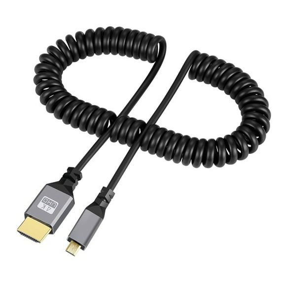 0.5-2.4M HDMI-compatible Coiled Cable,Male to Male Spring Spiral Cable Support 3D 1080P for Camera, Monitor