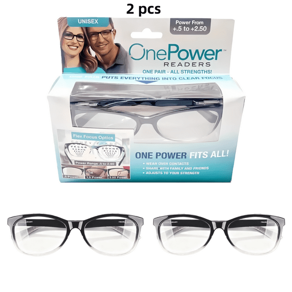 0.5-2.5 Unisex Auto Focus Presbyopi Reading Glasses One Power Readers Adjustable2Packs