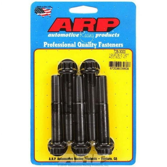 0.5-20 x 3 in. Thread 12 Point Head Bolt, Black Oxide - Set of 5
