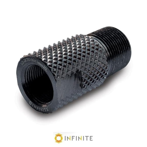 0.5-28 Right Hand to 16 mm x 1 Left Hand Thread Adapter - Knurled