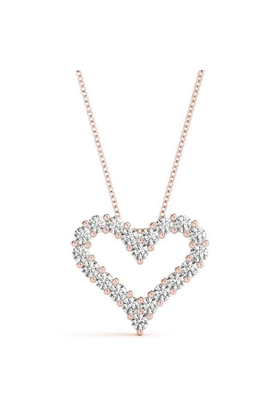 0.5 CT 14K Rose Gold TW Lab Grown Diamond Heart Pendant Set with Chain