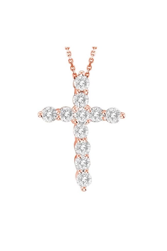 0.5 CT 14K White Gold TW Lab Grown Diamond Cross Pendant Set with Chain