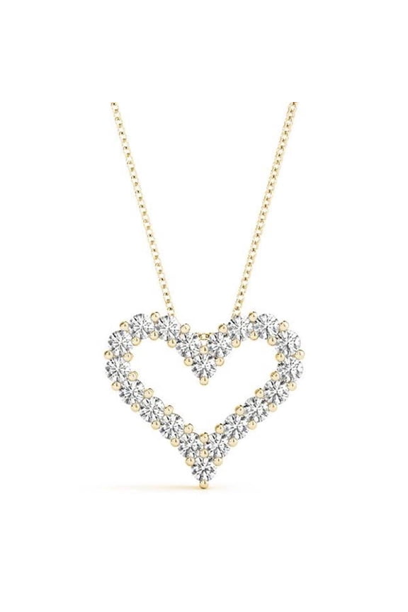 0.5 CT 14K Yellow Gold TW Lab Grown Diamond Heart Pendant Set with Chain