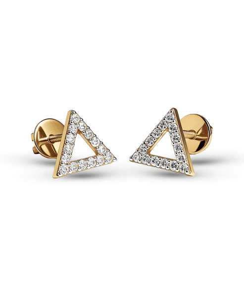0.5 CT Diamond-Equivalent Triangle Studs – 14K Gold Over Sterling Silver Geometric Minimalist Earrings for Women"