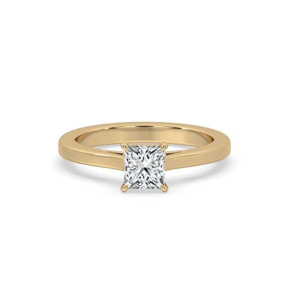 0.5 CT Infinity Bridge Princess Cut Solitaire Ring Engagement Ring In Yellow Gold, Lab Grown Diamond Wedding Ring, Anniversary Ring for women