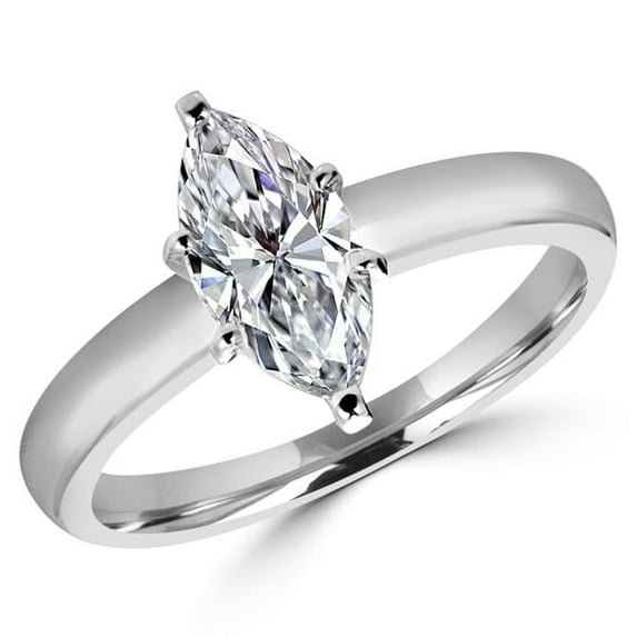 0.5 CT Marquise Cut Diamond Solitaire Engagement Ring in 14K White Gold, Size 6.25